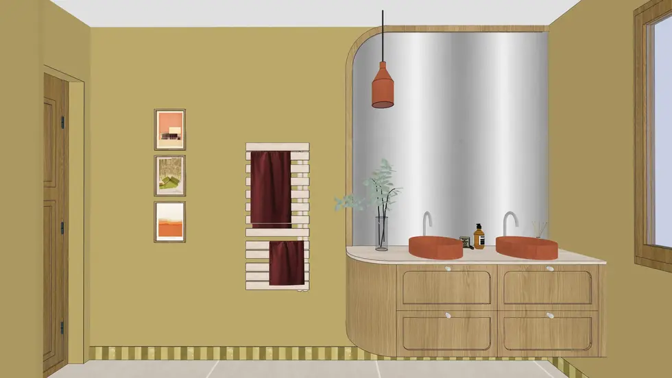 Salle de bain moderne avec meuble double vasque sur-mesure