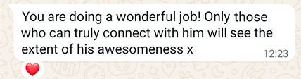 Message from a parent of an autistic child with PDA profile to praise Parallel Lines Education maths tutoring