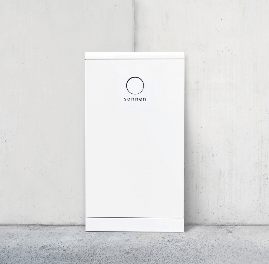 'sonnen' branded solar energy storage in white