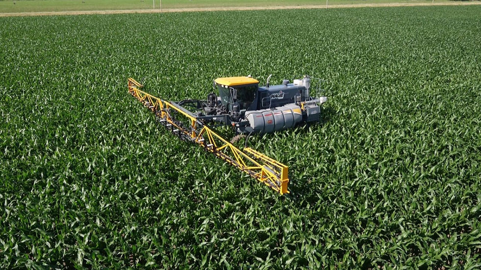 High clearance applicator spraying late season nitrogen