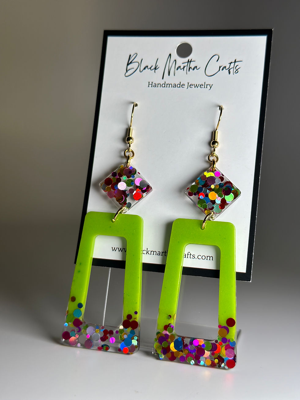Thumbnail: Green Sorbet Resin Sprinkle Earrings