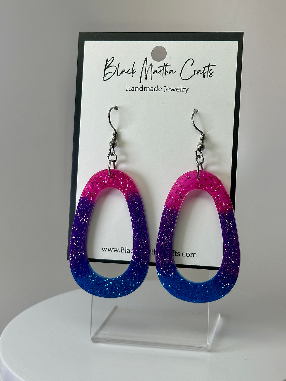 Thumbnail: Bisexual Pride Flag Inspired Resin Earrings