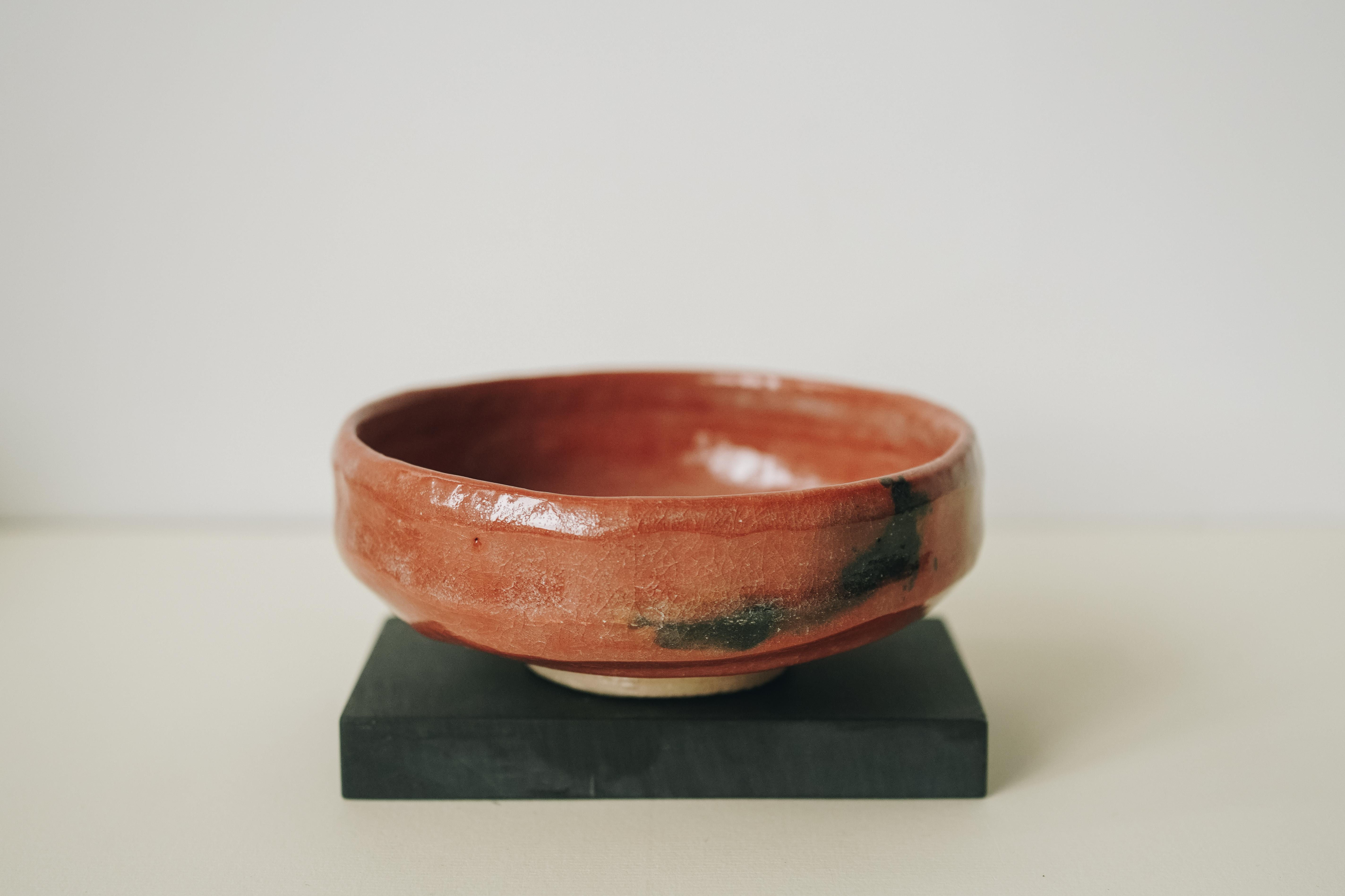 松樂作赤樂抹茶茶碗【手工製作 京燒】 Red Raku Matcha Bowl 【Handmade in Kyoto】