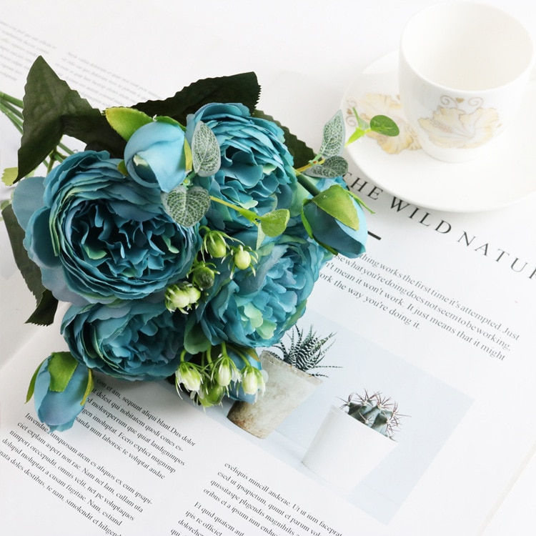 Thumbnail: 1 Bundle Silk Peony Bouquet Home Decoration