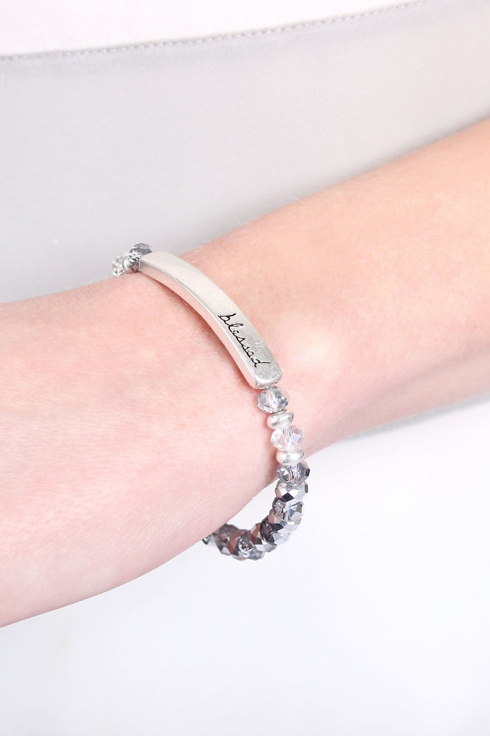 Thumbnail: "BLESSED" 6mm GLASS STRETCH BRACELETS