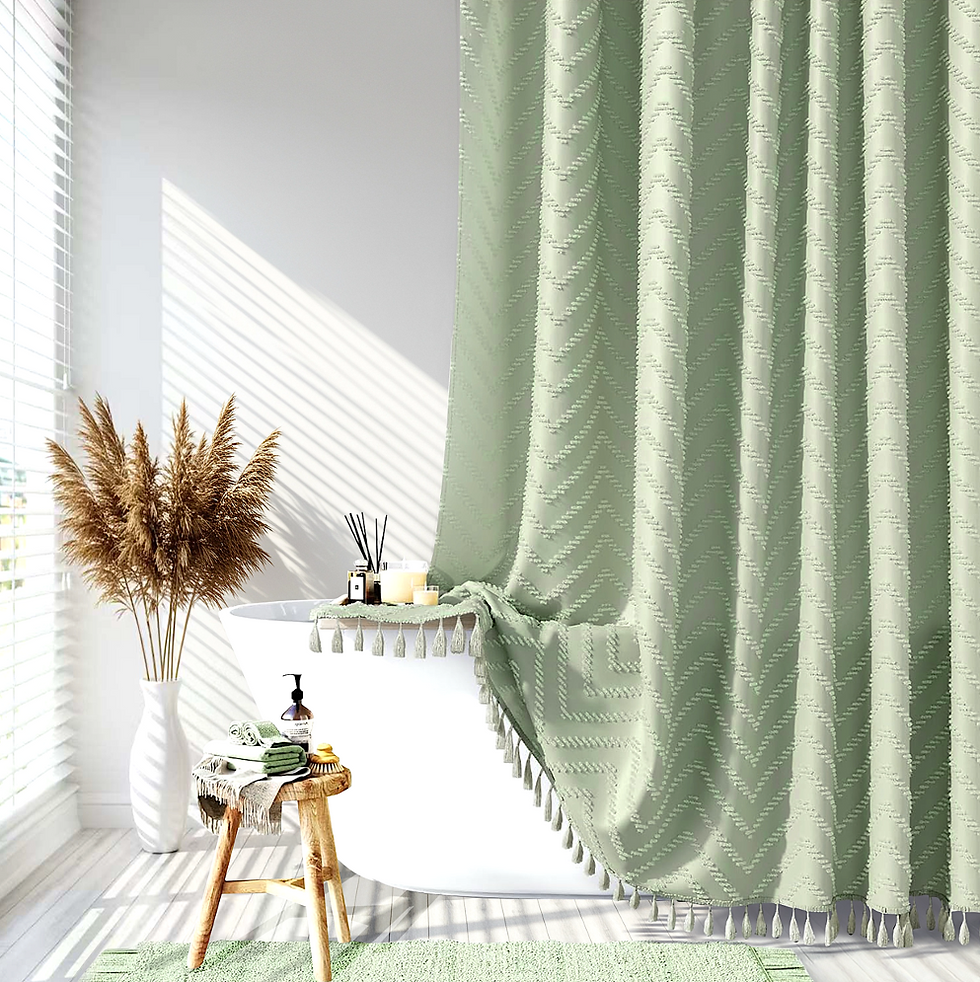 Thumbnail: Shower Curtain-Tassels-Chevron