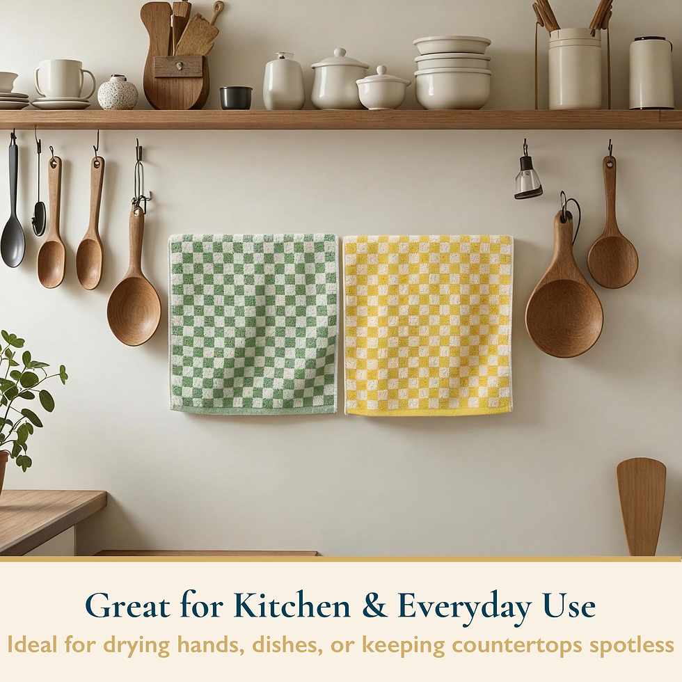 Thumbnail: 100% Cotton Checkered Hand Towels - Soft Checkerboard Bathroom Face Towels