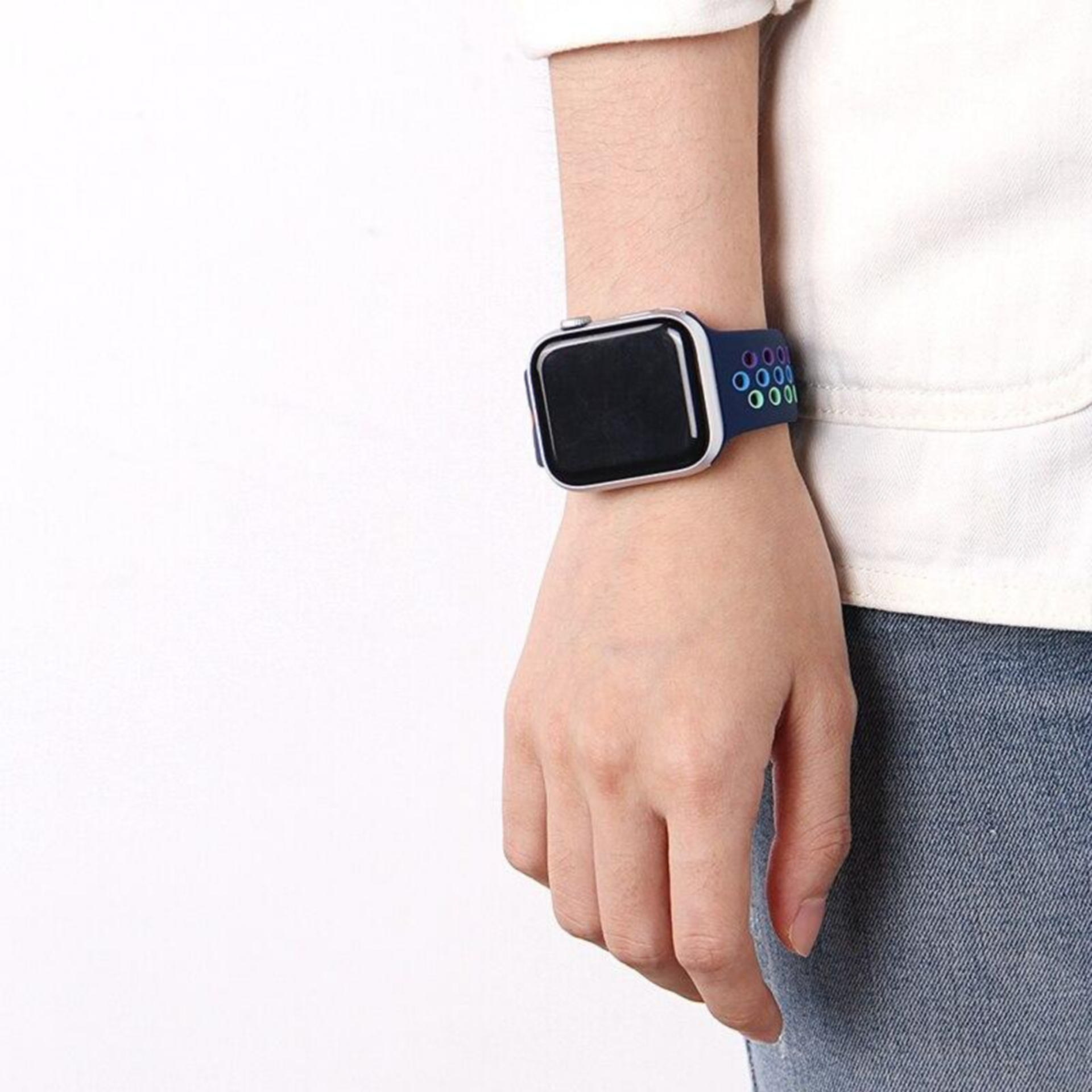 thumbnail image 3 of ComfiTime Correa Elástica para iWatch 38/40/41/42/44/45/49 mm, Silicona Transpirable para Apple Watch Serie SE 9 8 7 6 5 4 3 2 1, 3 of 12
