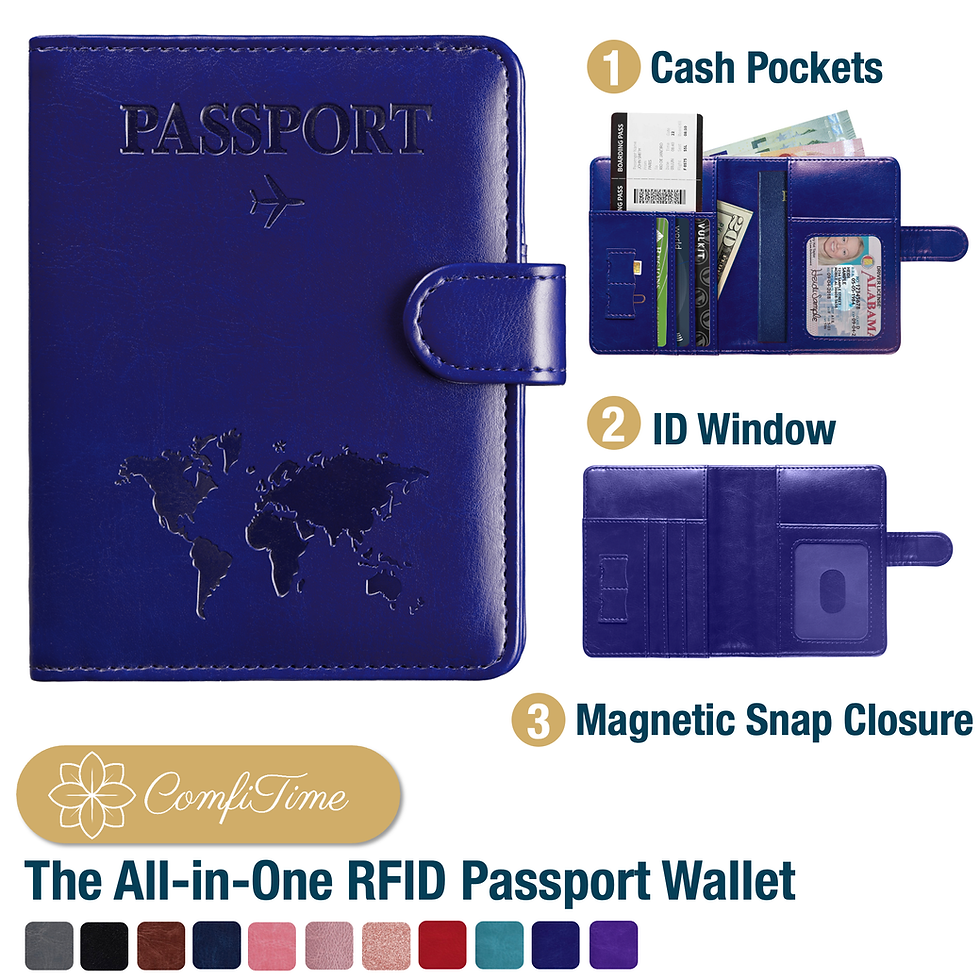 Thumbnail: Passport Holder with Magnetic Snap,World Map