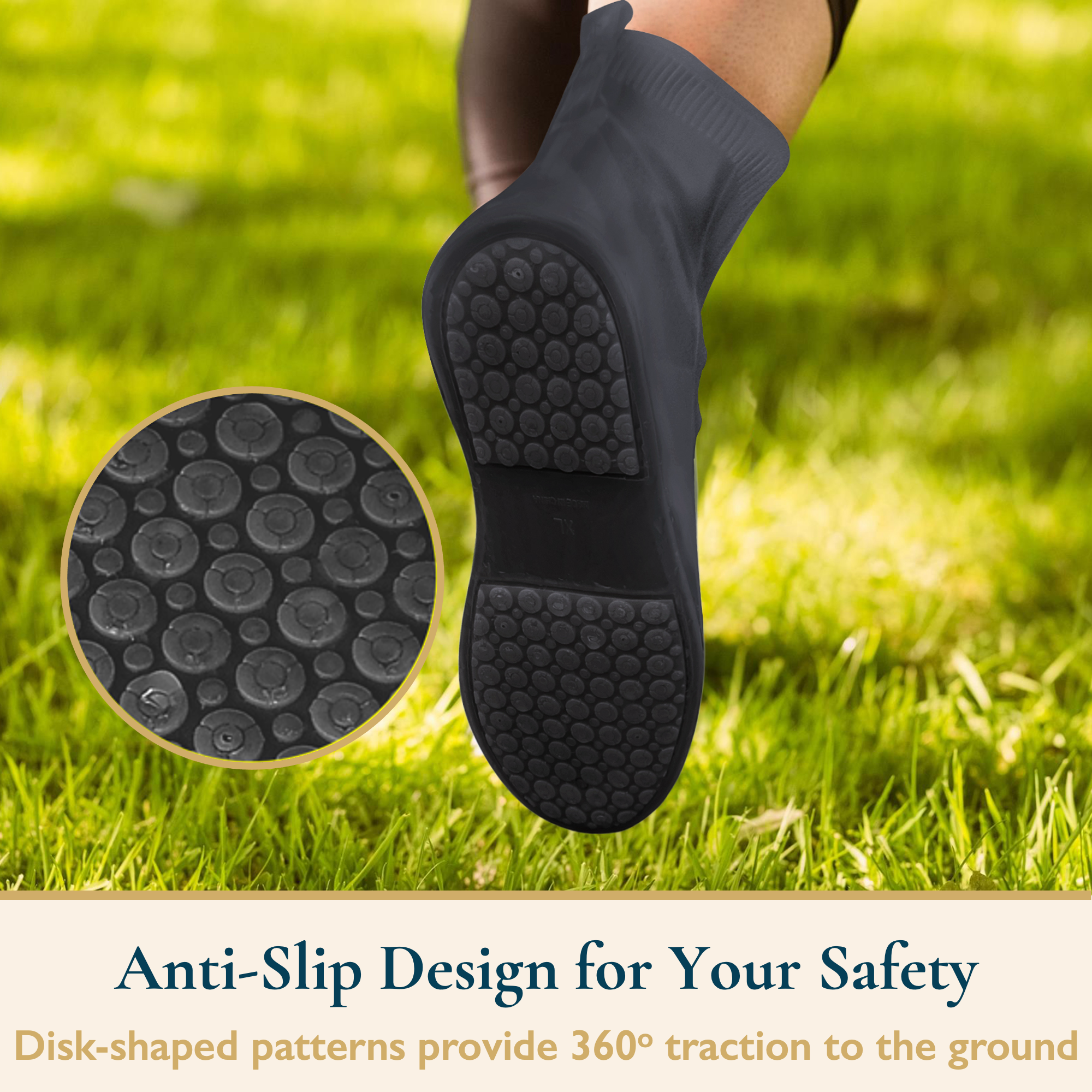 thumbnail image 4 of ComfiTime Cubrezapatos Impermeables, Suela Antideslizante, Cobertura por Encima Del Tobillo, Caucho TPE Duradero, Reutilizables para Hombres, Mujeres y Niños, Uso en Interiores y Exteriores, 4 of 9