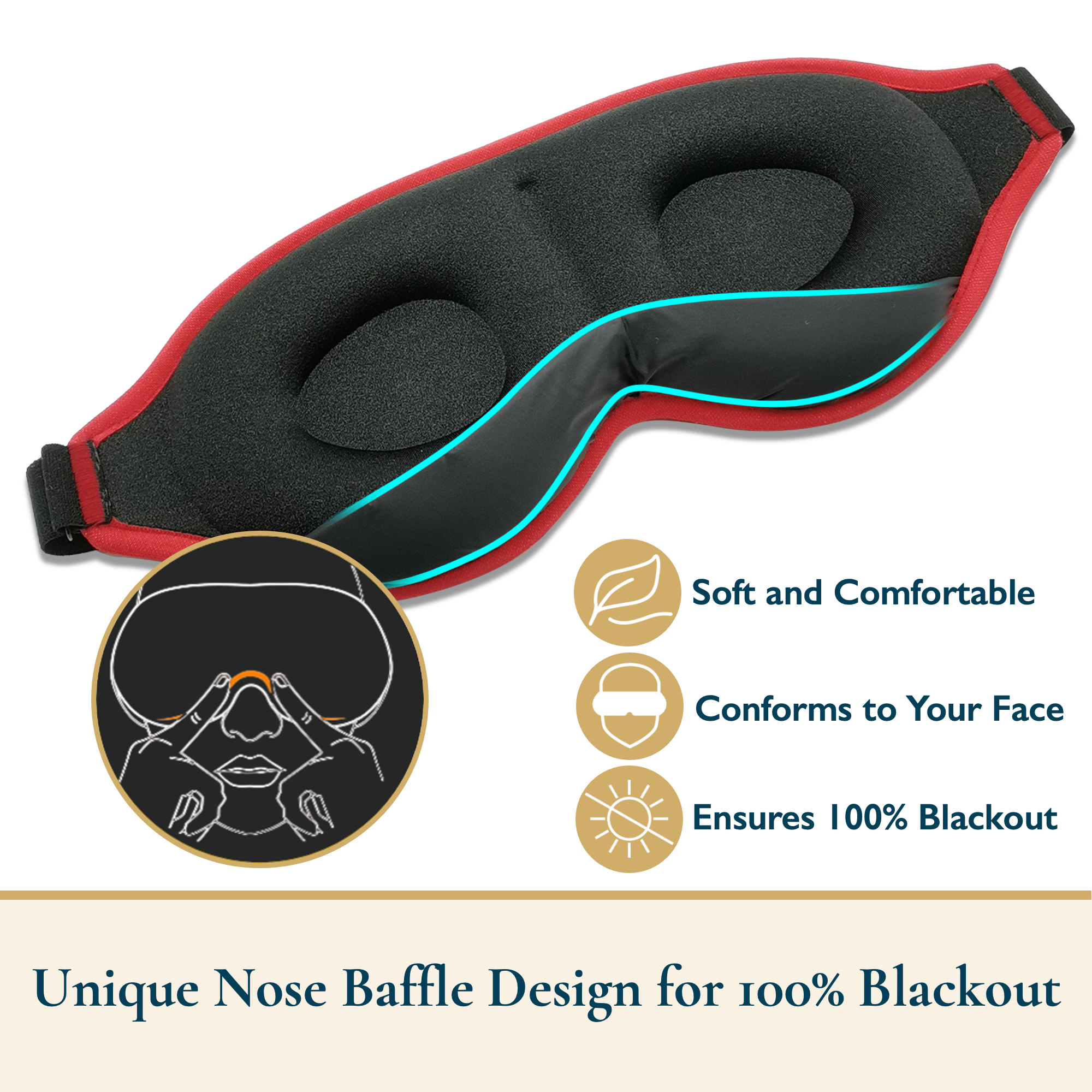 thumbnail image 5 of ComfiTime Máscara para Dormir 3D: Máscara para Dormir 100 % Opaca, Cubre Ojos para Hombres y Mujeres, Antifaz para Contorno con Deflector Nasal, Suave y Liviana, sin Látex, 5 of 15