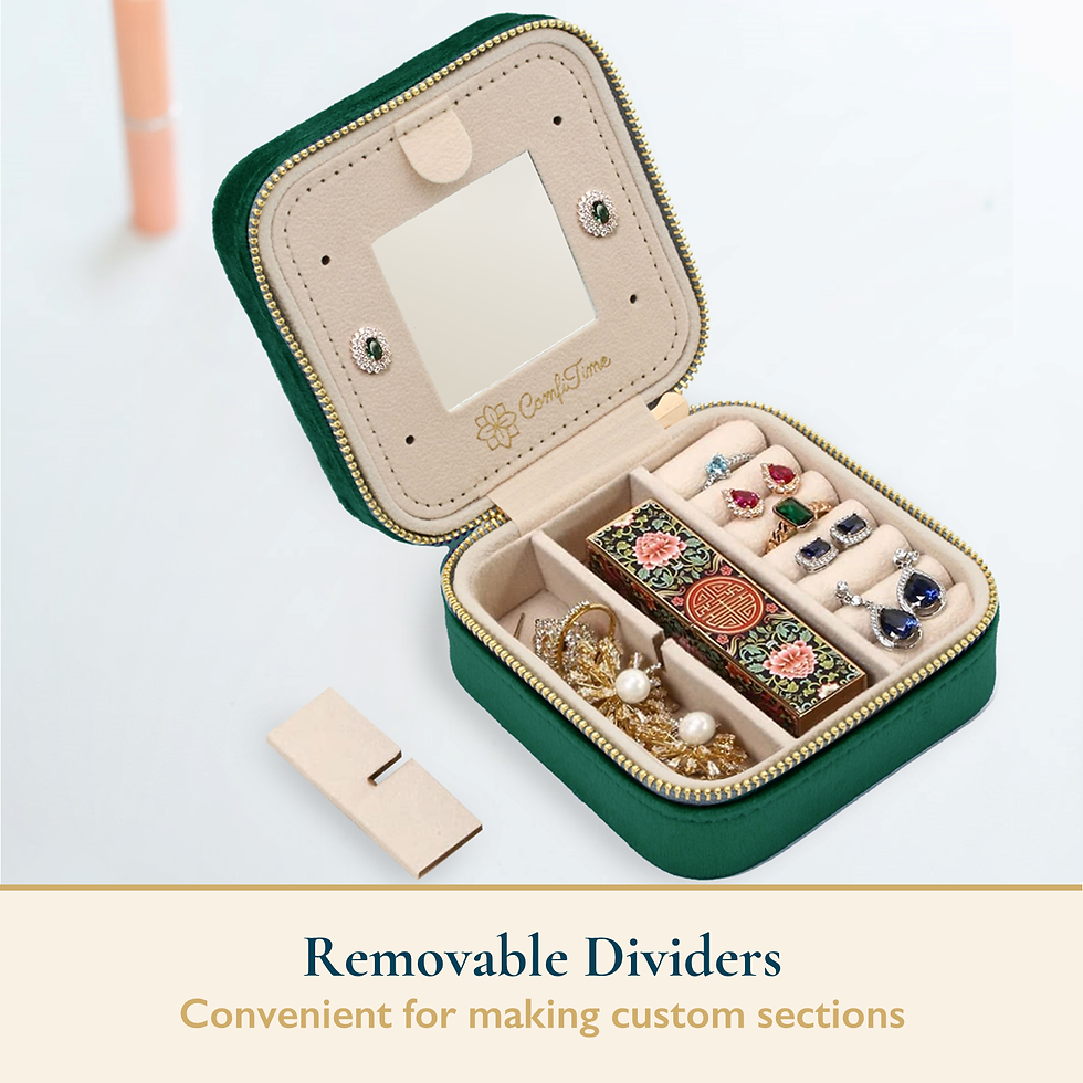 Thumbnail: ComfiTime Travel Jewelry Case with Mirror �C Plush Velvet Jewelry Organizer Box