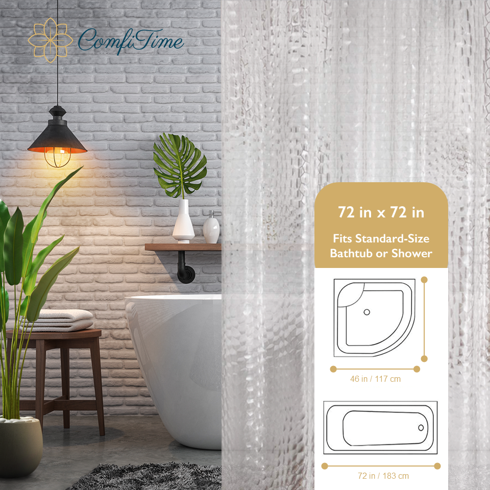 Thumbnail: ComfiTime Clear Shower Curtain Liner | 8G Heavy-Duty Mildew/Mold-Resistant