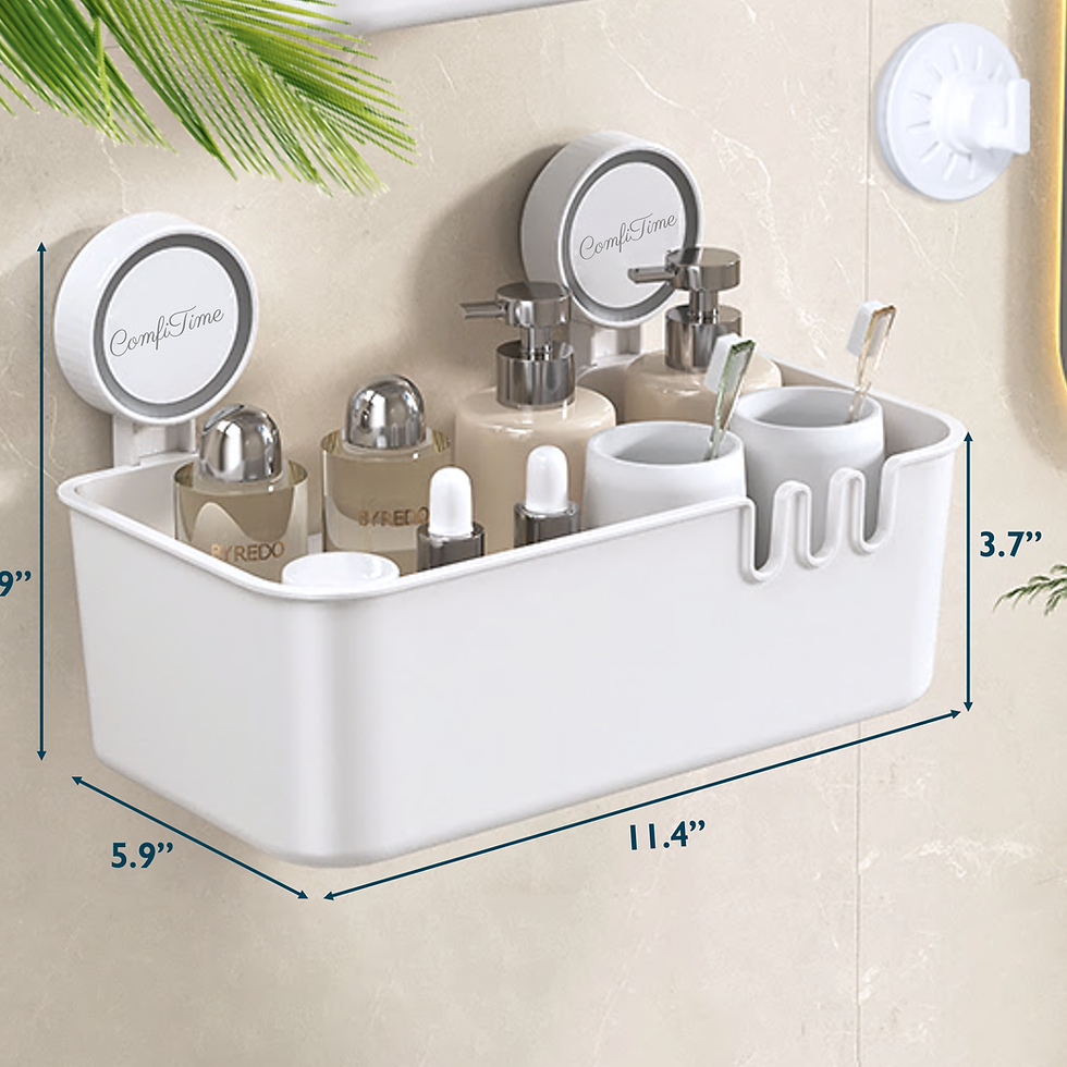 Thumbnail: Suction Cup Rectangular Shower Caddy – No-Drill, No-Adhesive