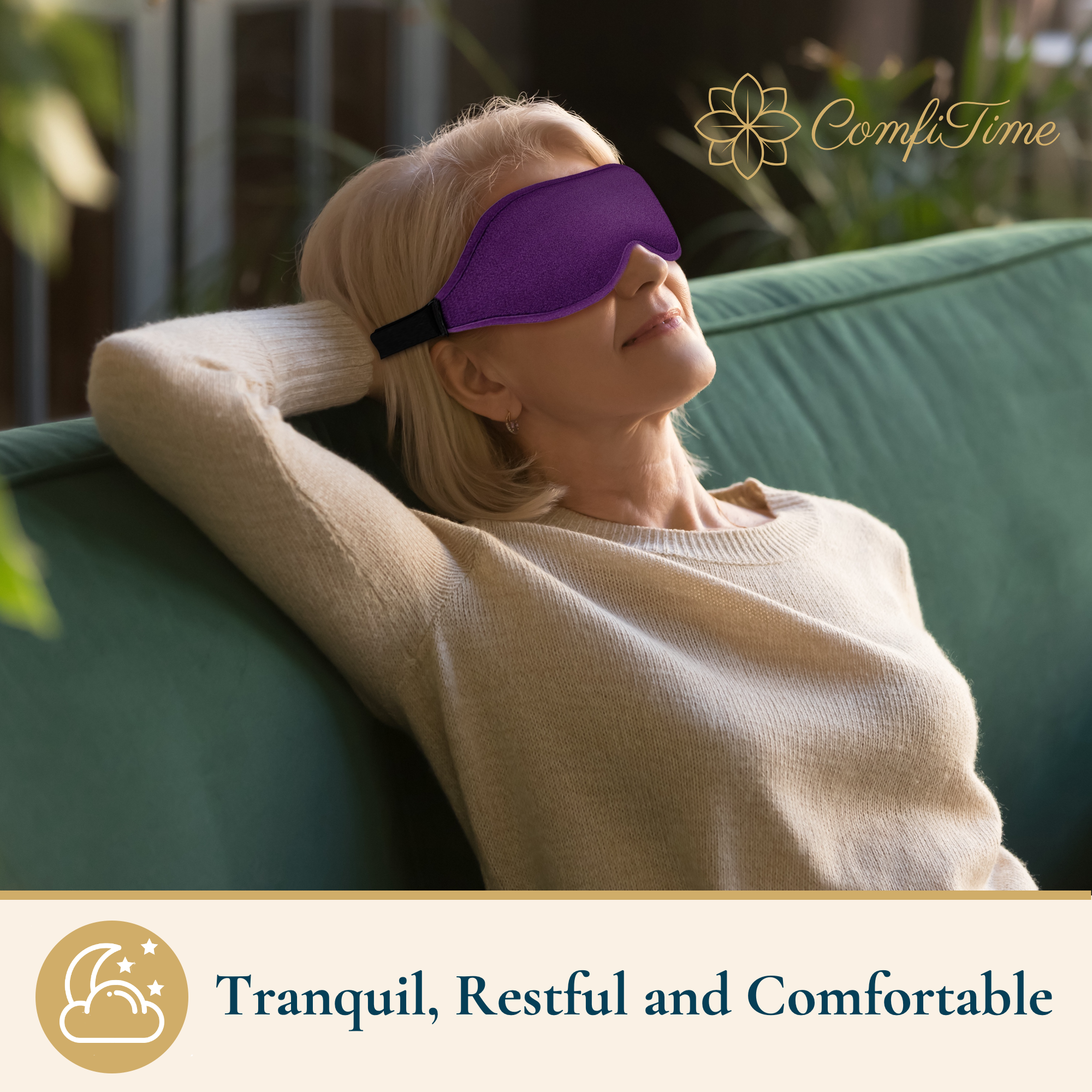 thumbnail image 4 of ComfiTime Máscara para Dormir 3D: Máscara para Dormir 100 % Opaca, Cubre Ojos para Hombres y Mujeres, Antifaz para Contorno con Deflector Nasal, Suave y Liviana, sin Látex, 4 of 15