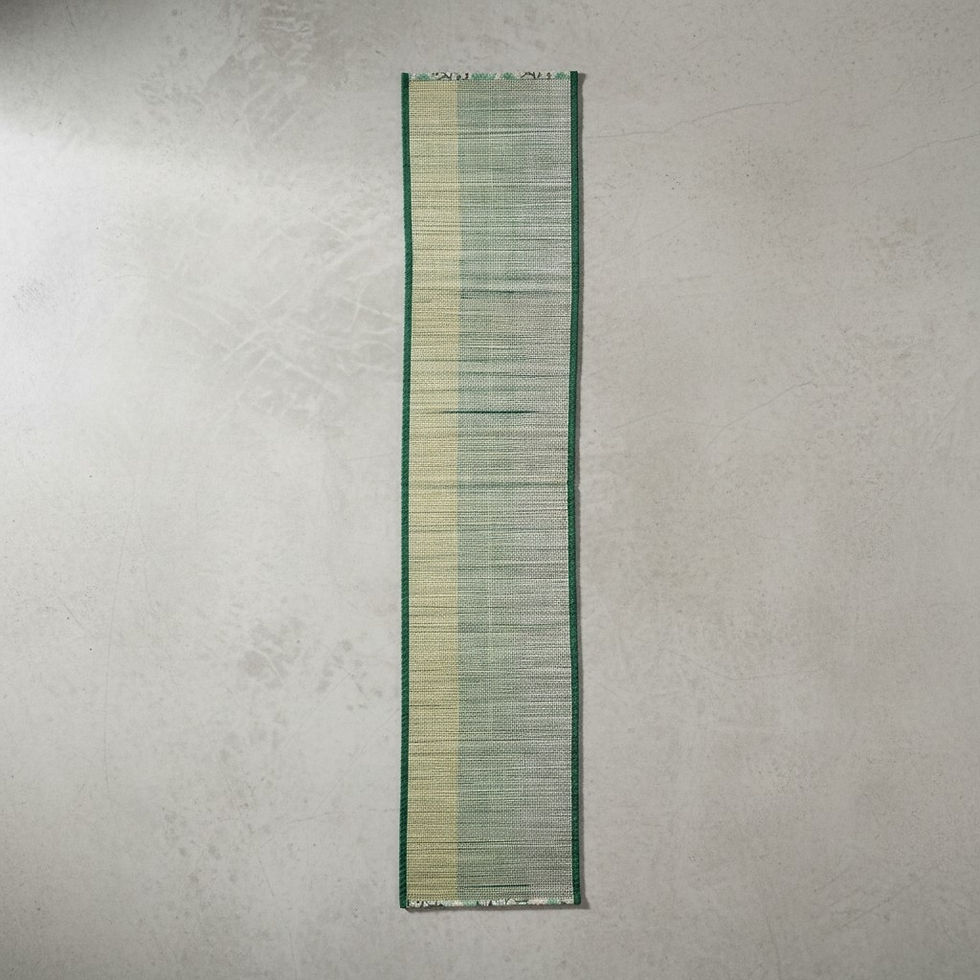 Thumbnail: Table Runner - Green and white printed Plain Green Piping 