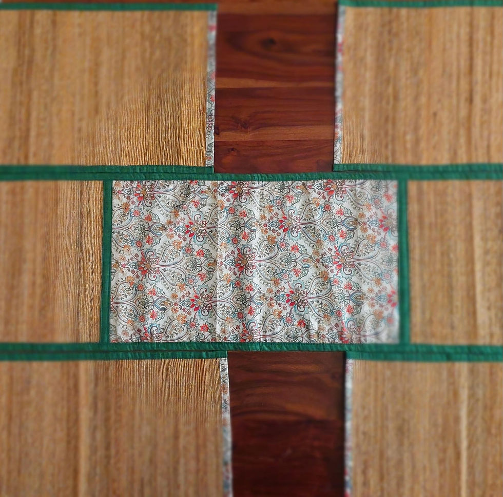 Thumbnail: Handmade Banana Fibre Table Runner - White and Green