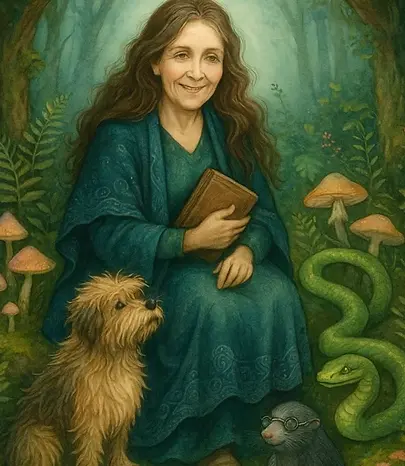 Captures my joyful eccentricity, ‘in my element’—deep presence, whimsy, and wisdom held lightly