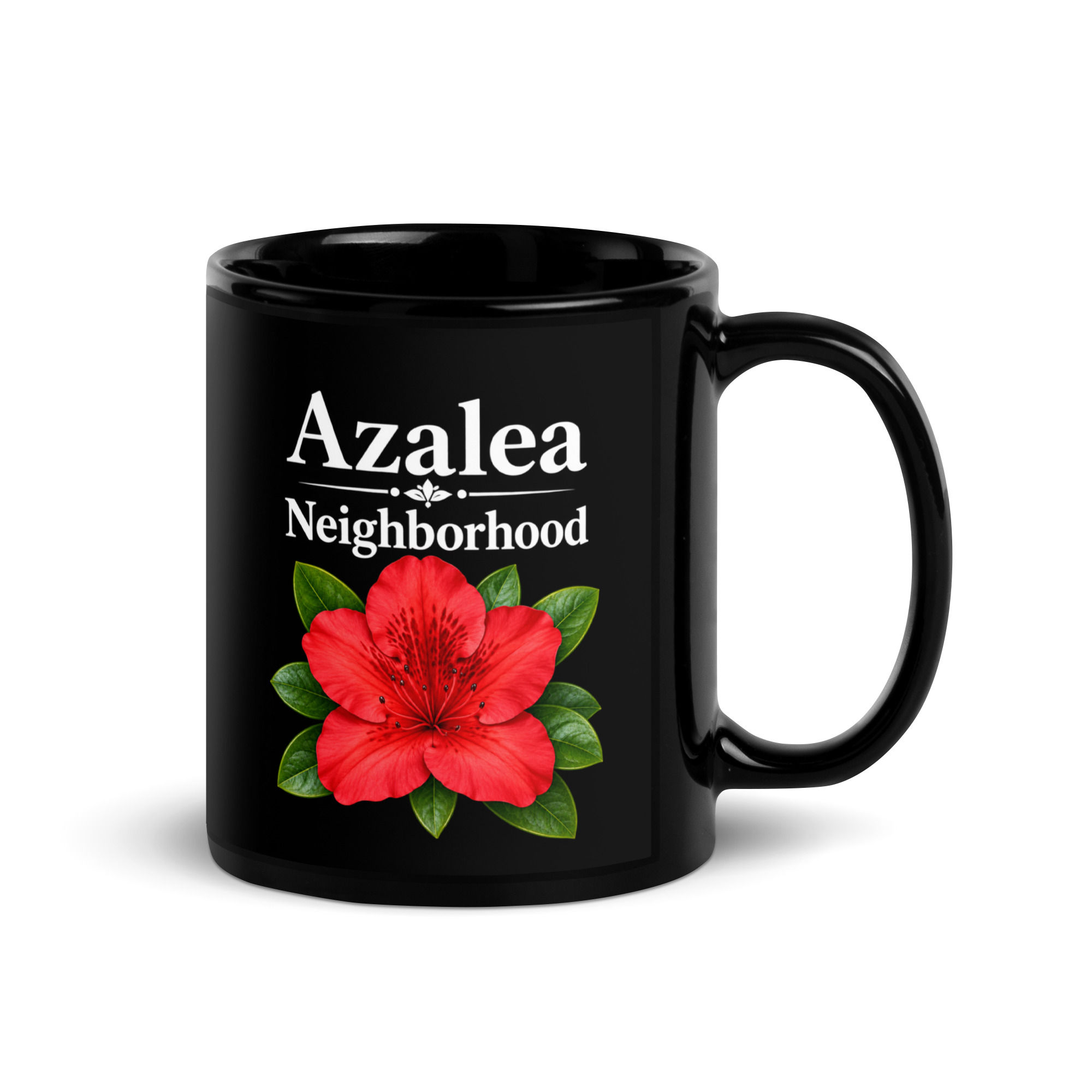 Azalea Black Glossy Mug