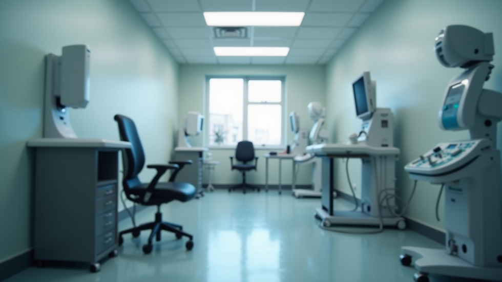 Eye-level view of a hearing test room with audiology equipment