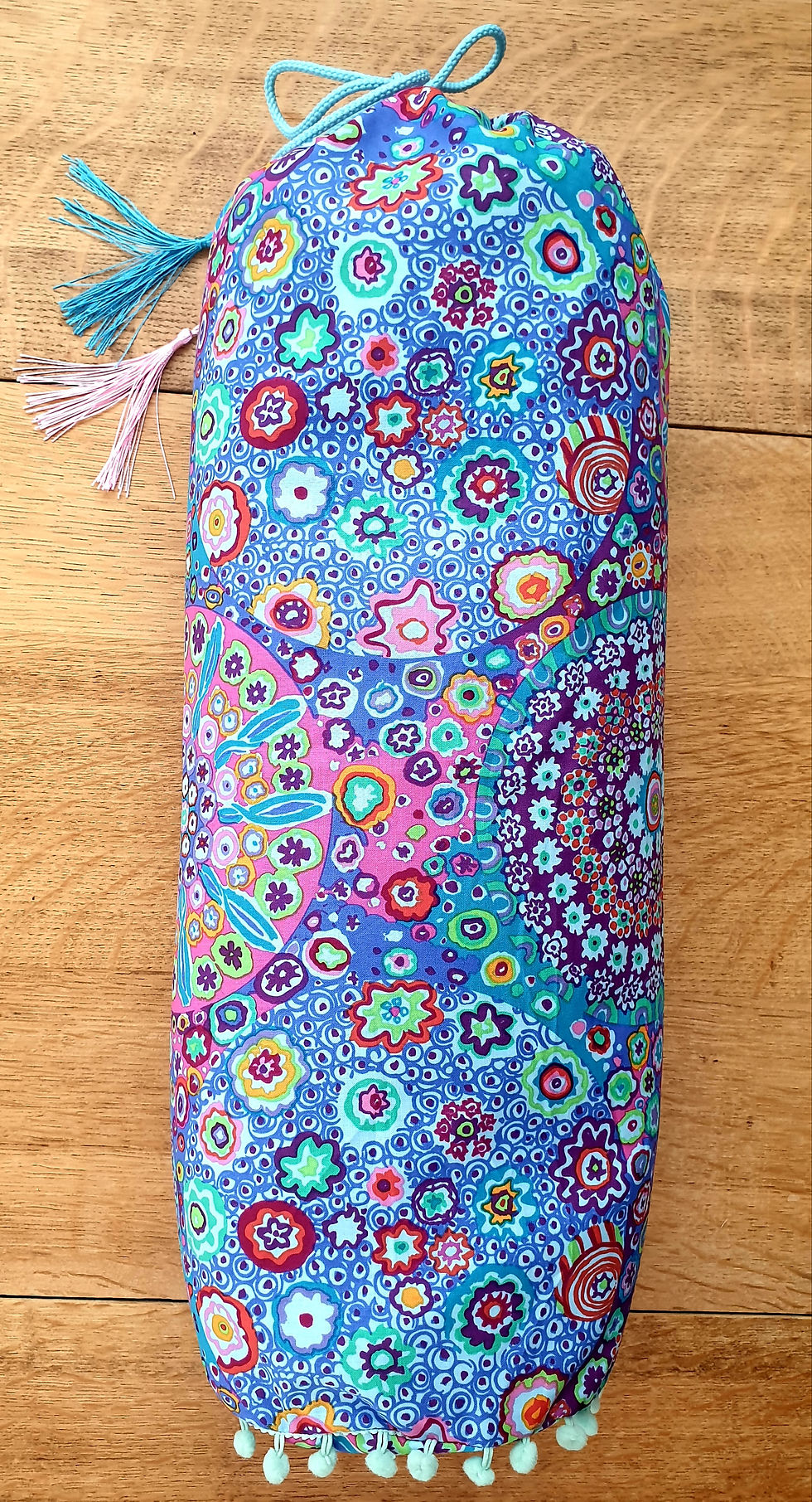 Thumbnail: Yoga meditation bolster buckwheat husk 15x45cm Azur blue msngala 