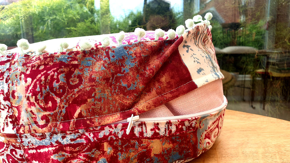 Thumbnail: Meditation circular Velvet pillow buckwheat husk filling 33x13cm