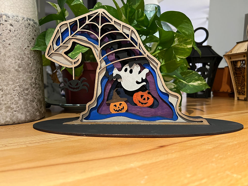 Thumbnail: Wood Crafts-  Ghostly Witch Hat Shelf Sitter