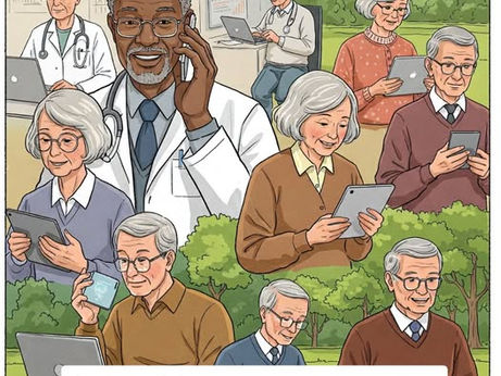 pessoas com mais de 60 anos usando tecnologia