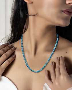 Aquamarine, hand-knotted necklace