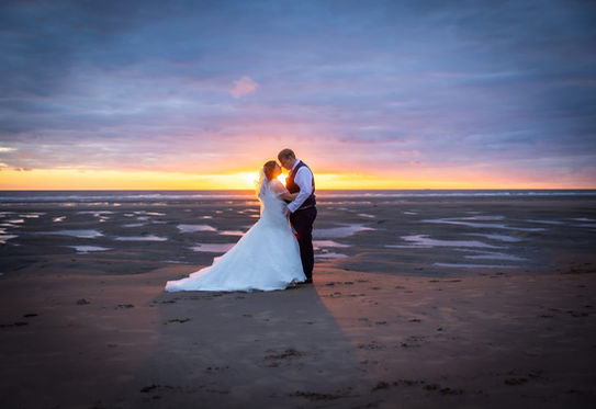 Blackpool Beach Wedding couple sunset