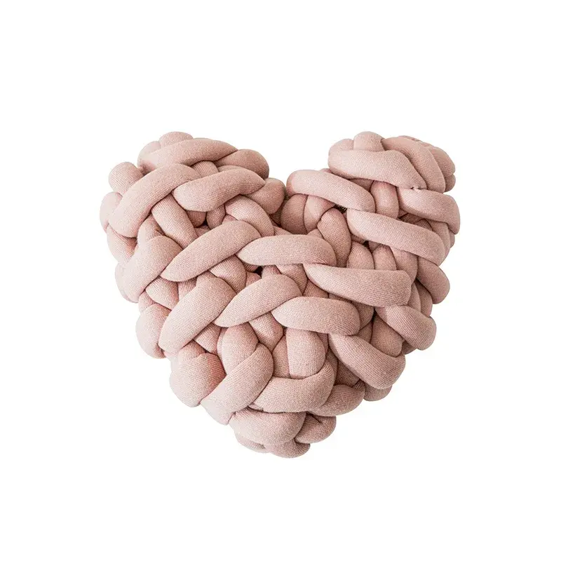 Thumbnail: Chunky Knit Heart Pillow Decorated Throw Pillow Home Bed Fall Decor Pillows
