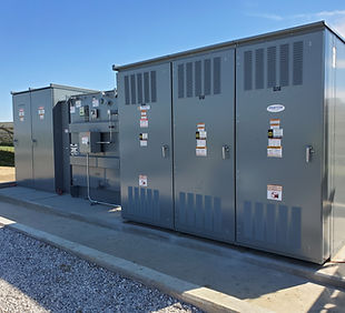 Commercial electrical switchgear and power distribution equipment installed by Morton Electric for an industrial facility in Indiana.