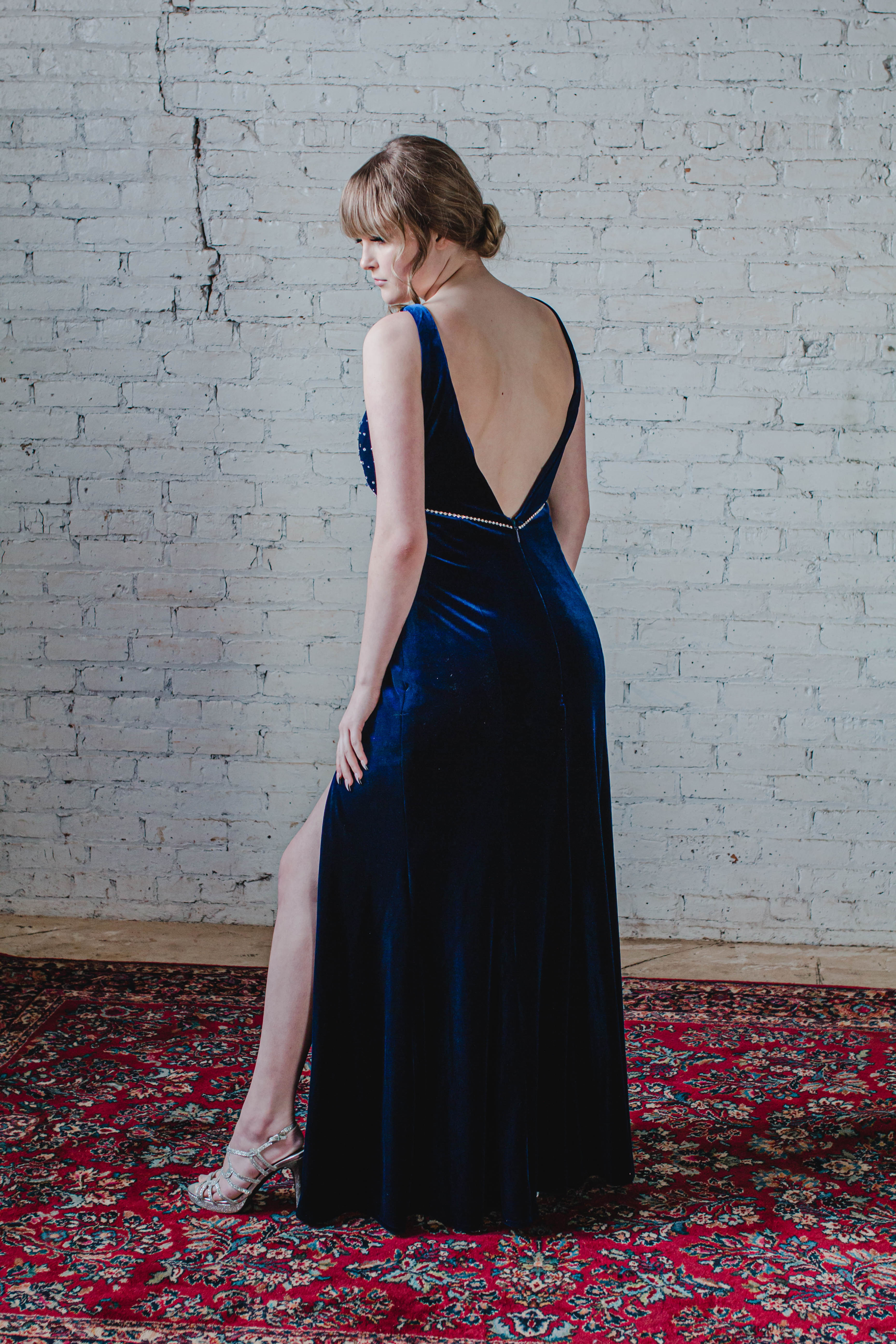 Royal blue velvet dress