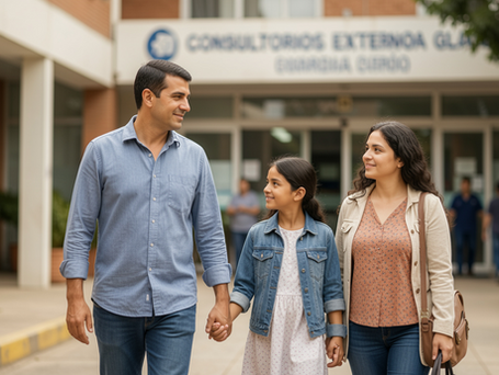 familia ingresando a una institución hospitalaria