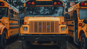 Front of School Busses Lined Up