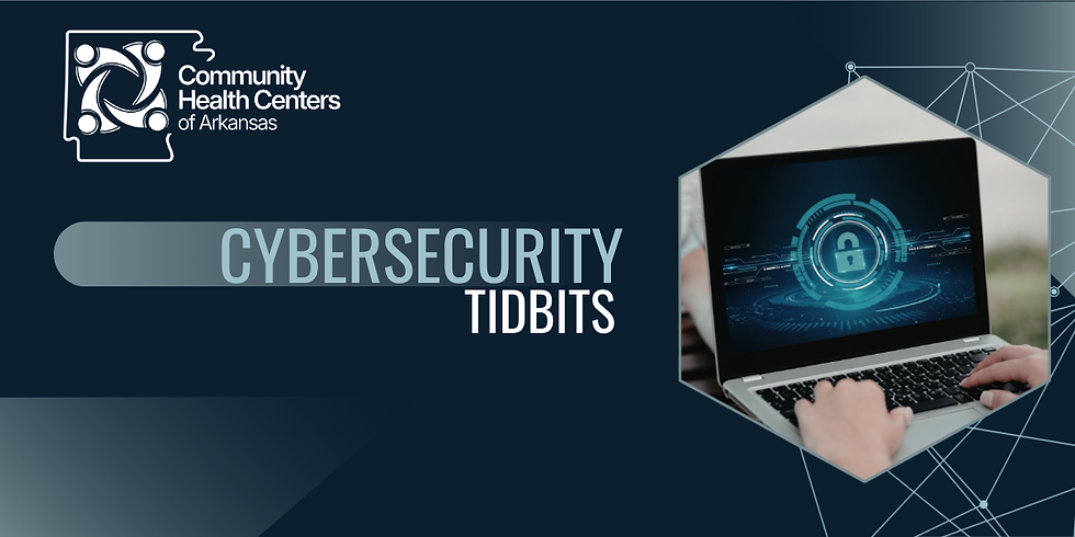 An image of someone typing on a laptop with the title "cybersecurity tidbits"