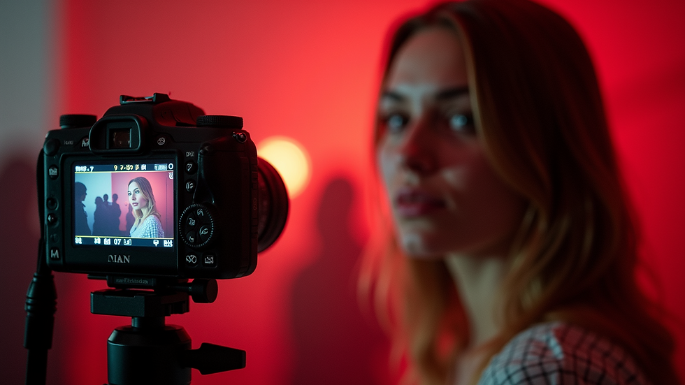 Eye-level view of an EXO DSLR photobooth setup at an event