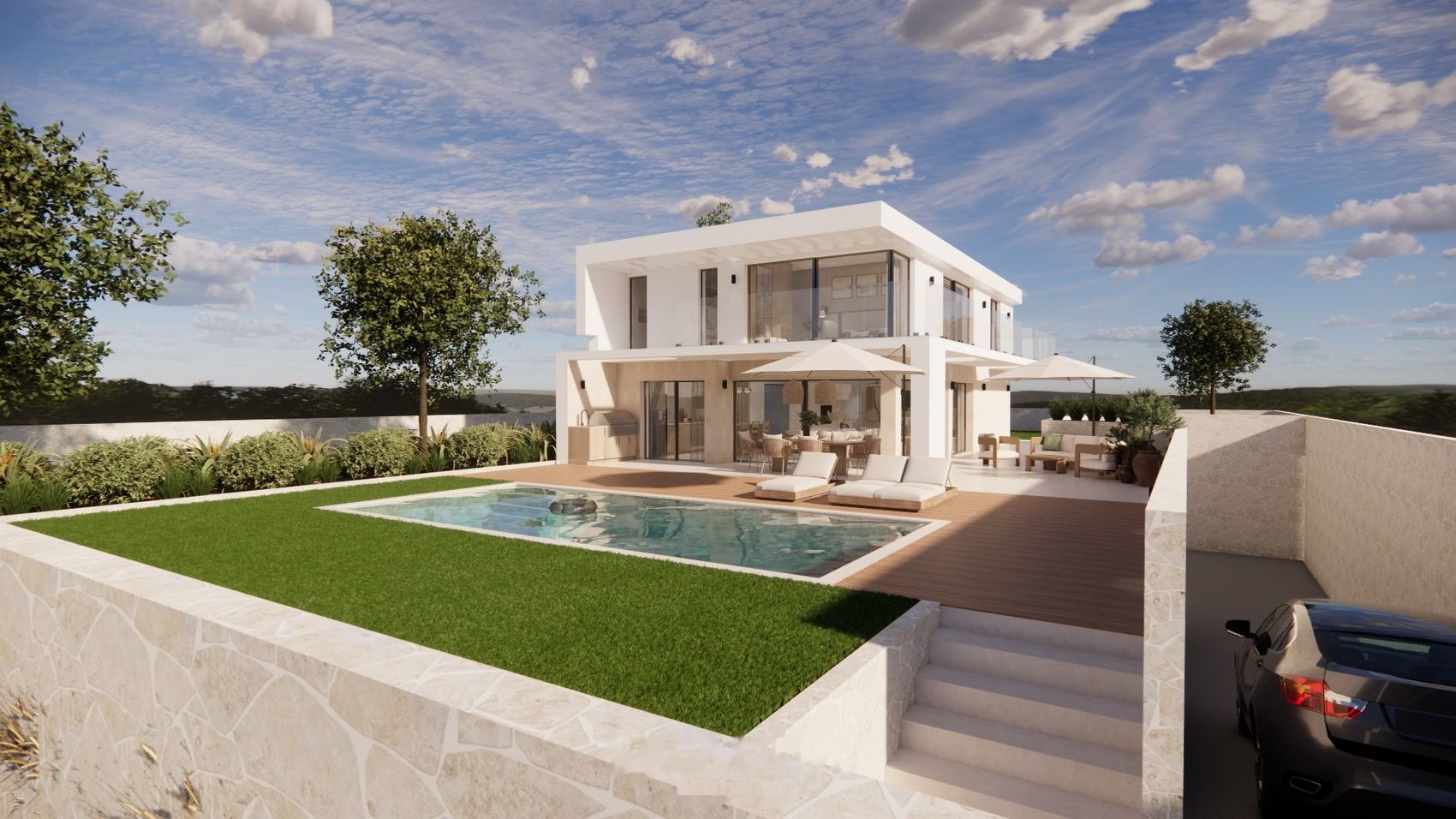 Imagem 3D da moradia na Encosta Dourada