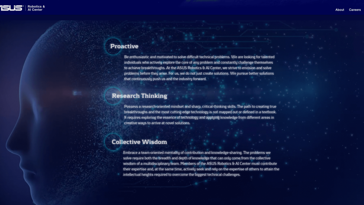 ASUS Robotics & AI Center Website