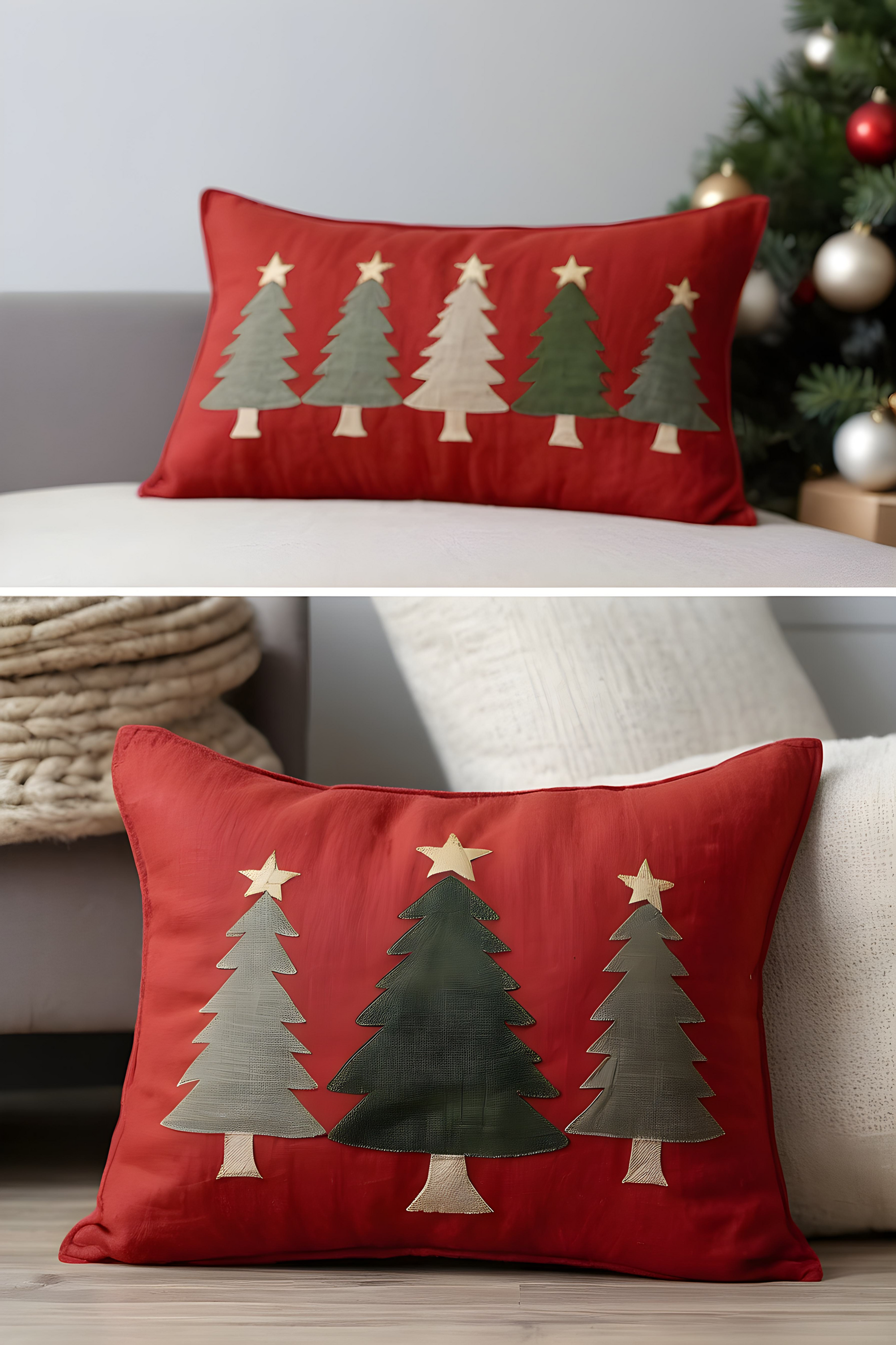 Decorative Christmas Pillowcover Patchwork in Red #004