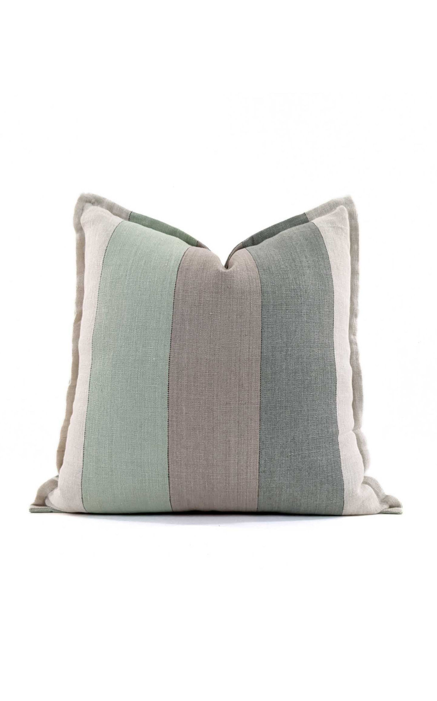 Sienna Stripe Linen Blend Cushion Cover - Moss, Sage (Set of 2)