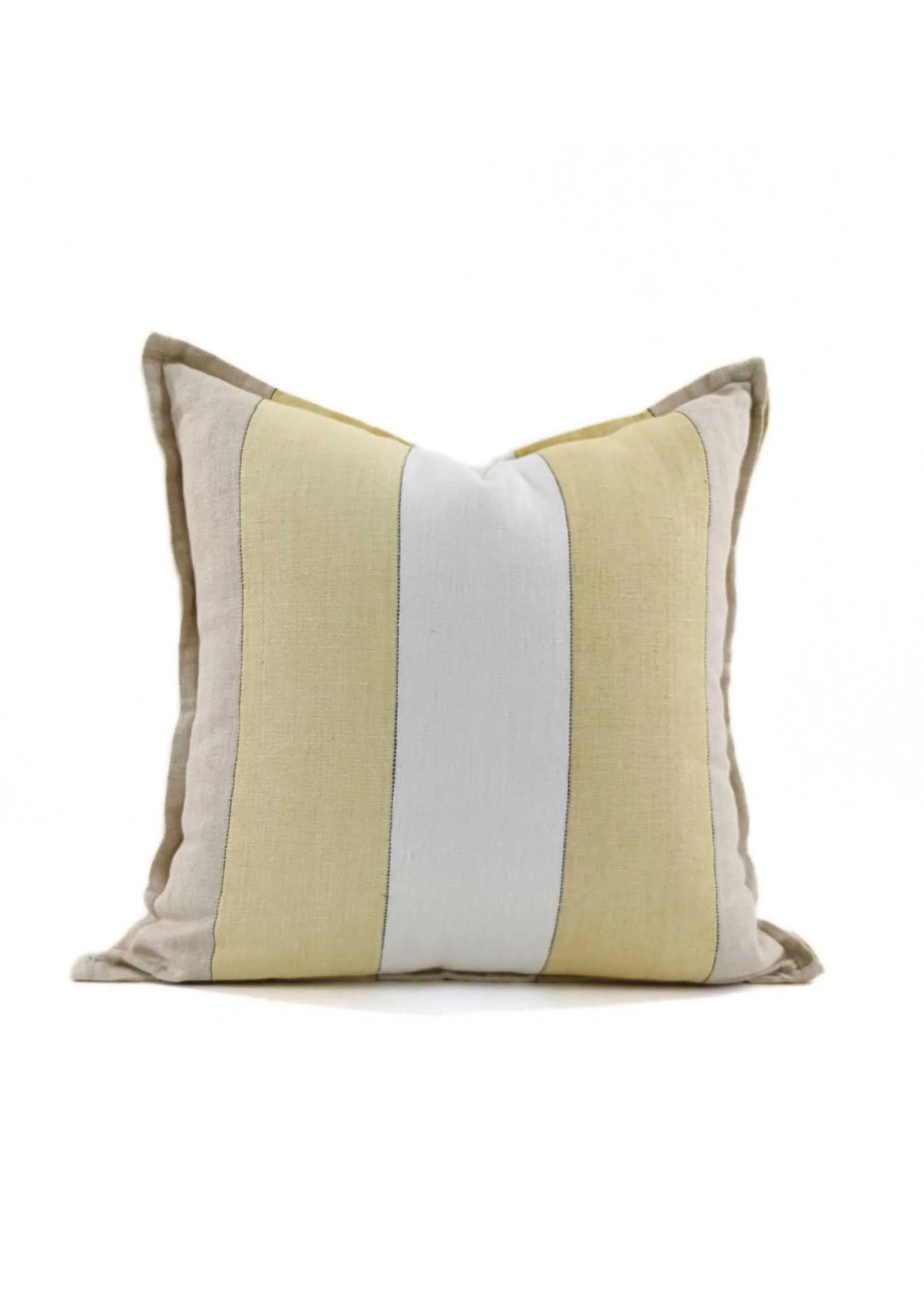 Sienna Stripe Linen Blend Cushion Cover - Flax Yellow (Set of 2)