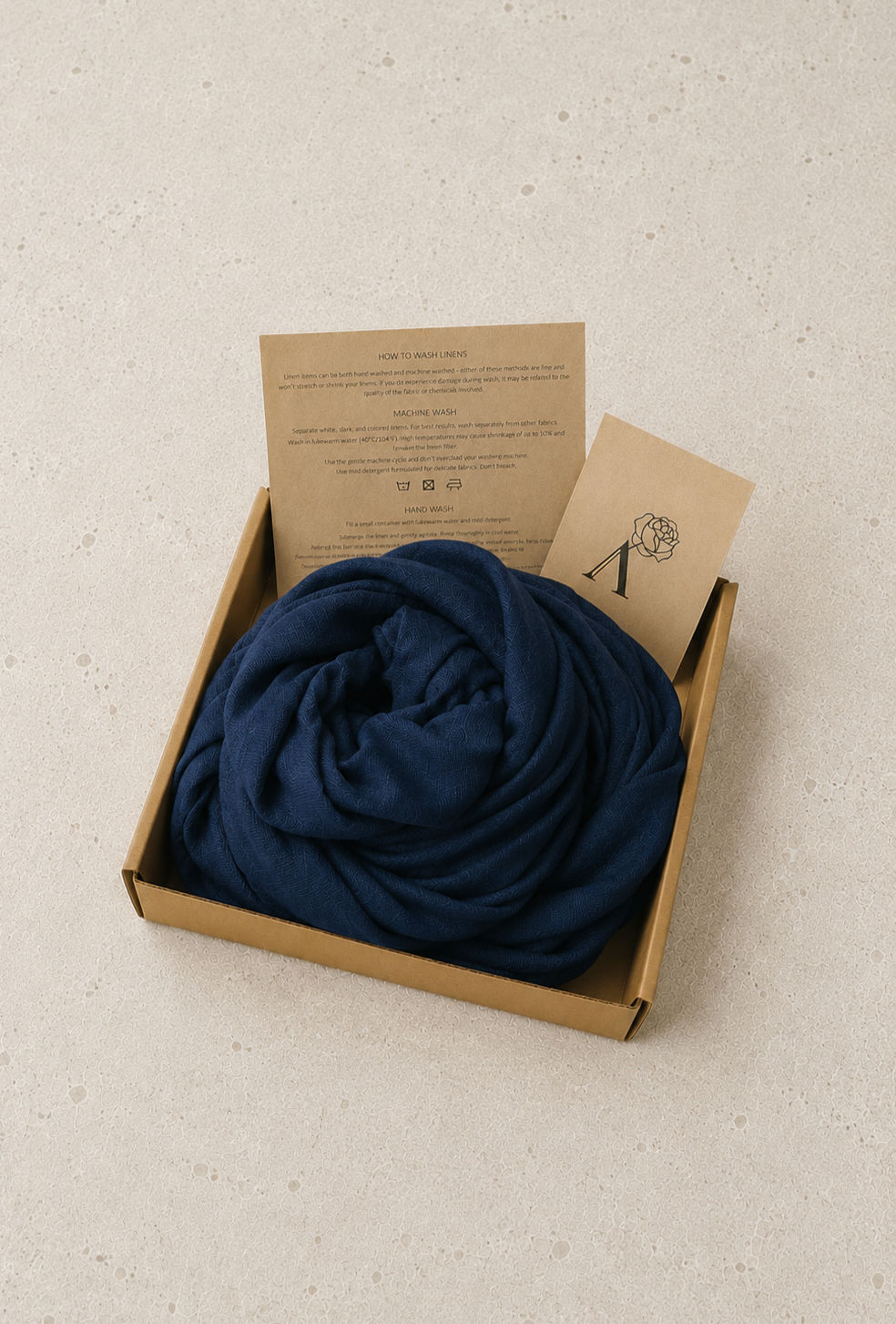 Oversized Linen Shawl in Navy Blue