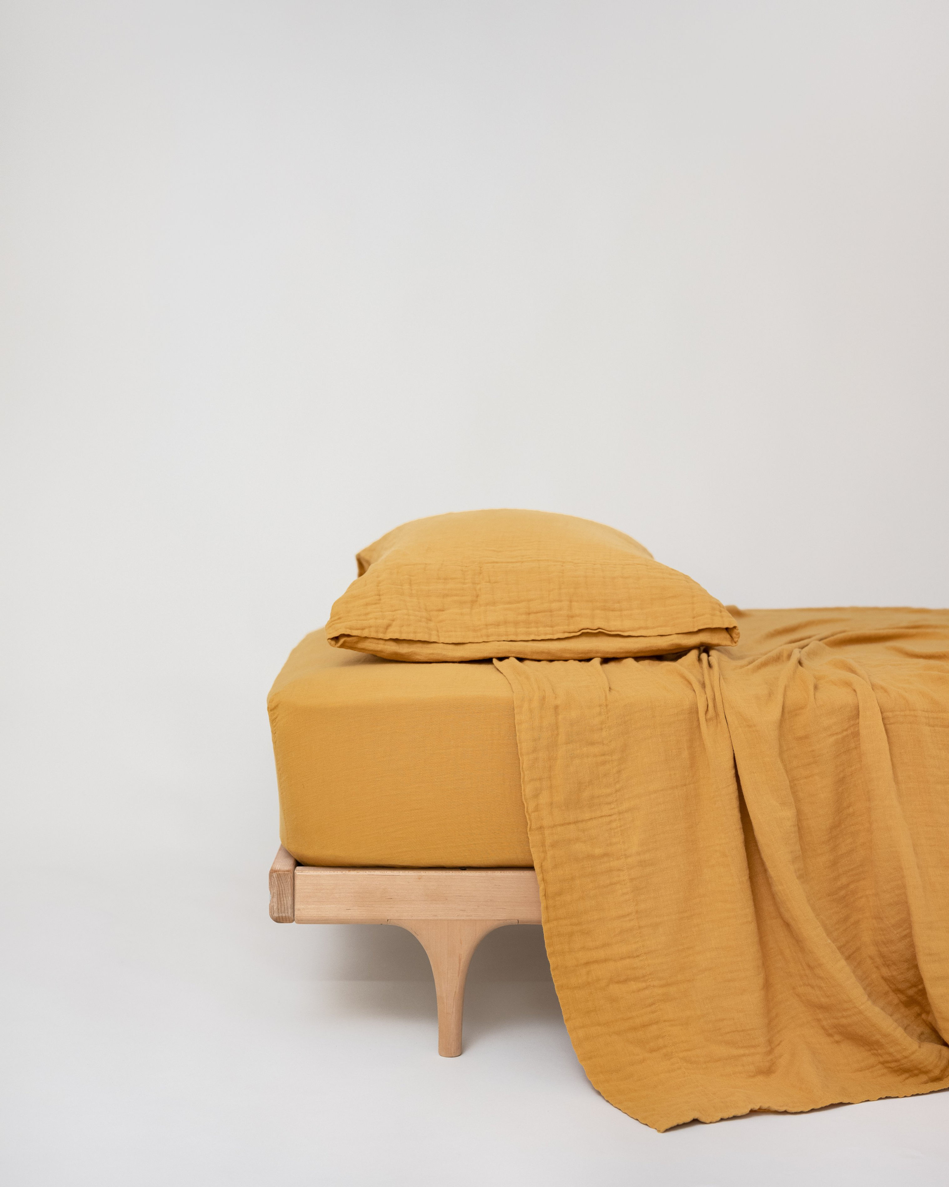 Double Gauze Bedding Sheet Set in Mustard
