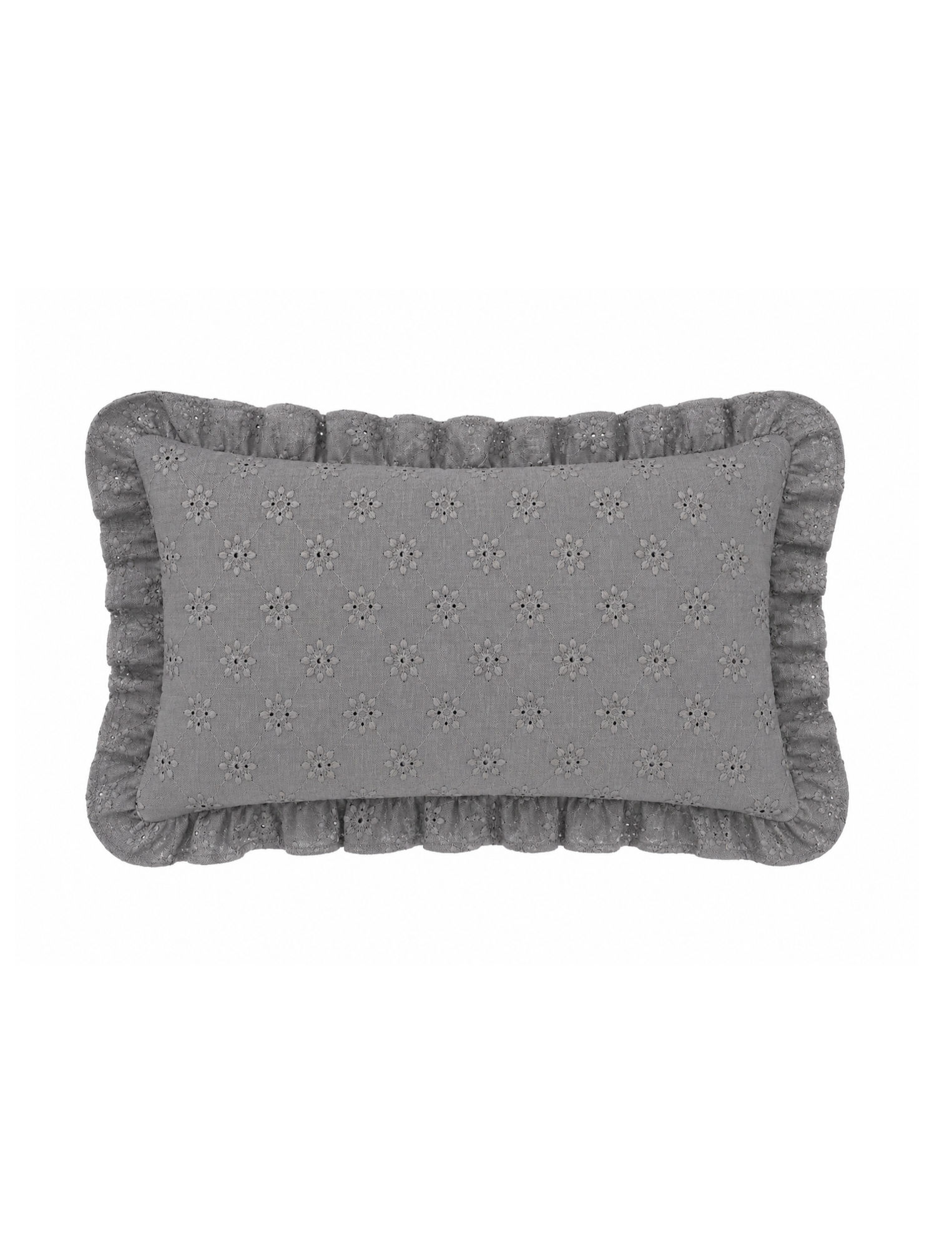 Ash Eyelet Cotton Lumbar Cushion Cover Fully Lined (Set)