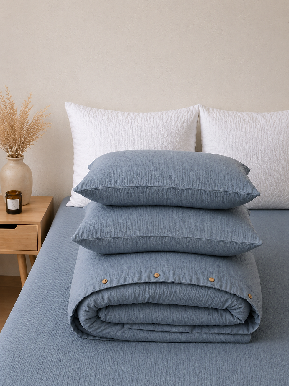 Thumbnail: Diana Linen Cotton Ash Blue Fitted Sheet