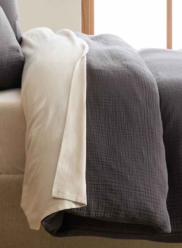 Thumbnail: Cloud Double Gauze Duvet Cover Set Dark Gray