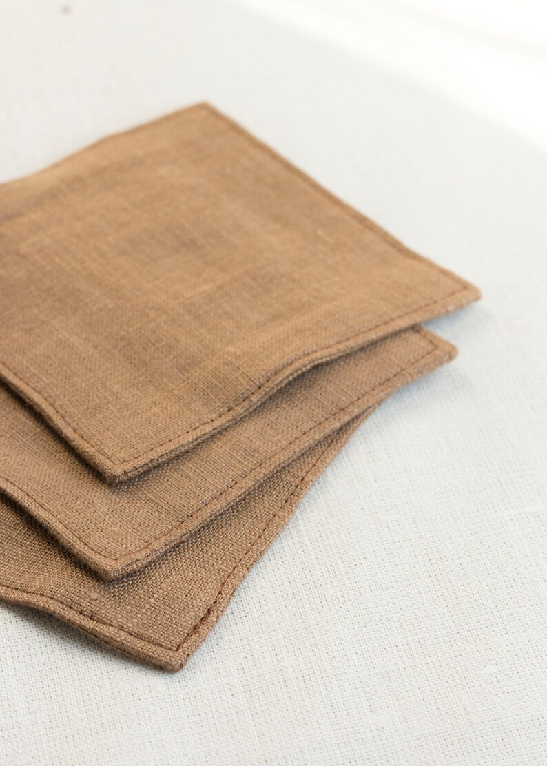 Thumbnail: Double Sided Linen Coasters Caramel
