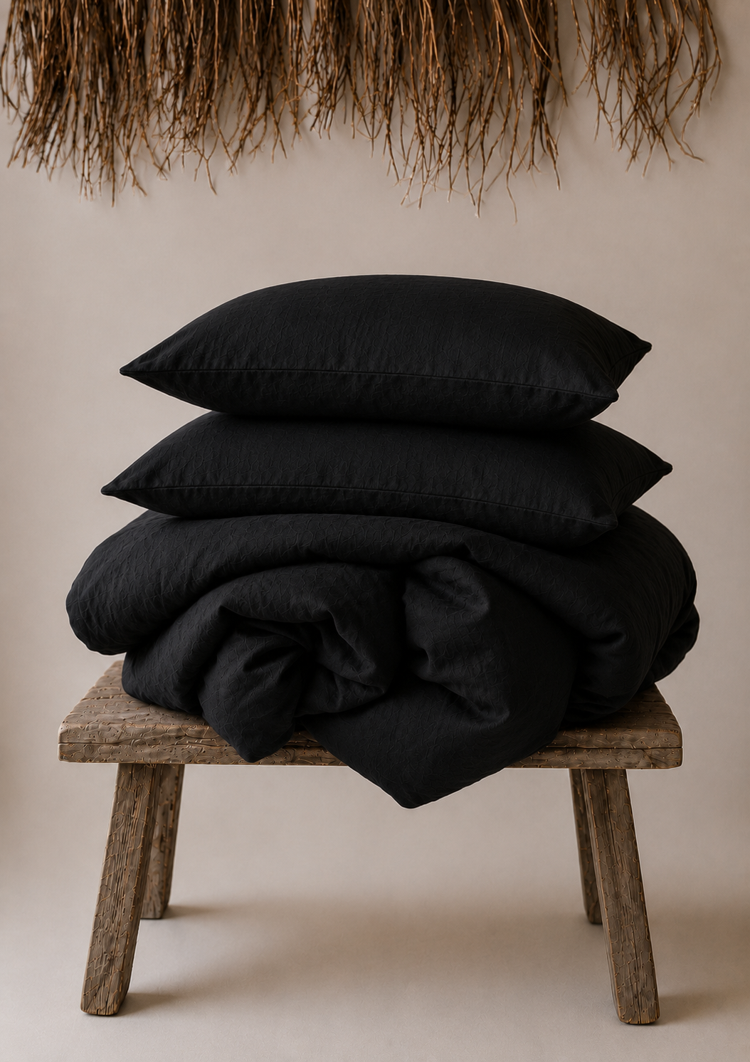 Dela Mara Linen Duvet Cover Set in Black
