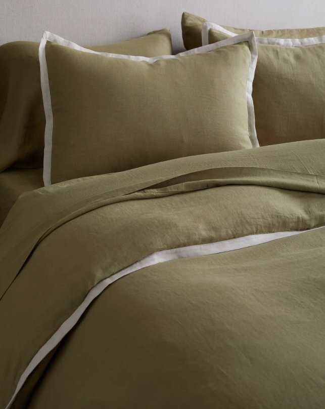 Thumbnail: Artisan Pillow Cover Olive - White Flange Set
